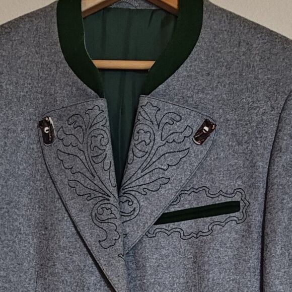 Vogue Apart Gray Wool Riding Jacket Button Front Padded Shoulders Women's Large - Picture 4 of 11